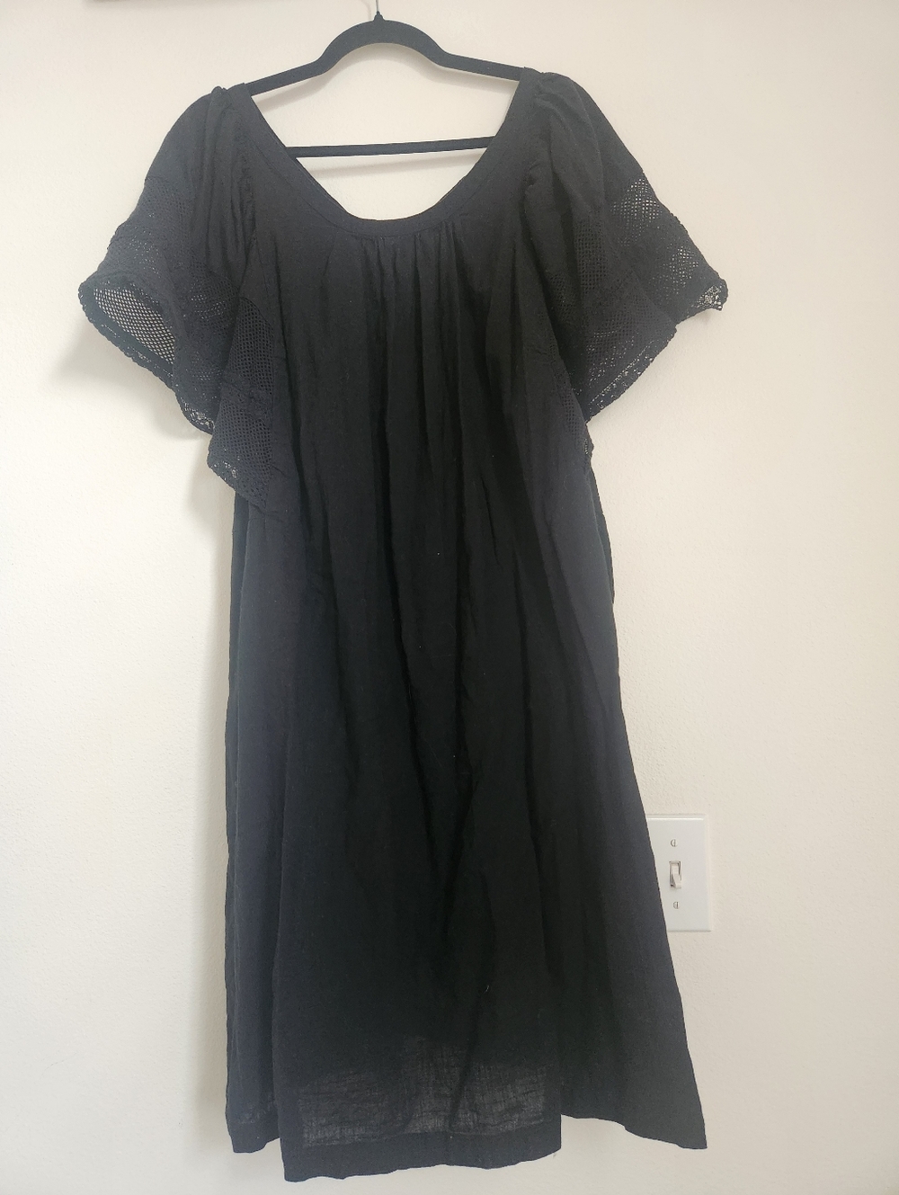 Old Navy Flutter-Sleeve Mini Swing Black Dress